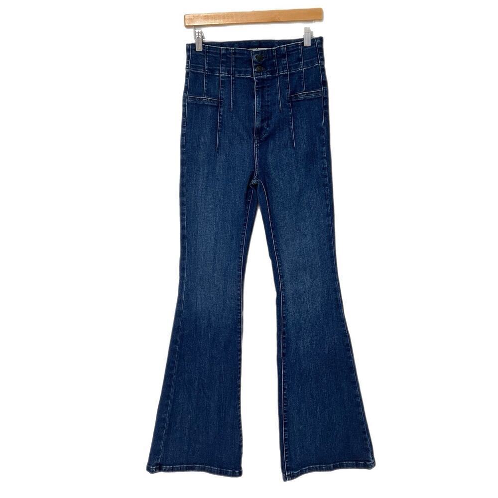 Free People We The Free Jeans Women's 29 Blue Super High Rise Flare Boho Retro
